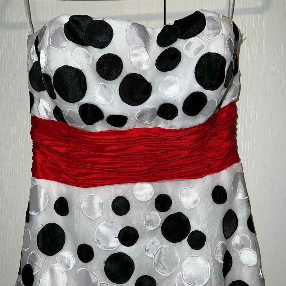 Jovani Polka Dot Strapless Mermaid Style Formal Dress - Picture 3 of 16